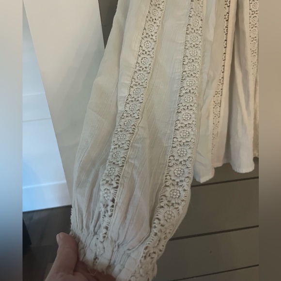 Sundance Ivory Lace Peasant Blouse Boho Romantic Crochet Trim Poet Top Size S‎ - Picture 6 of 7